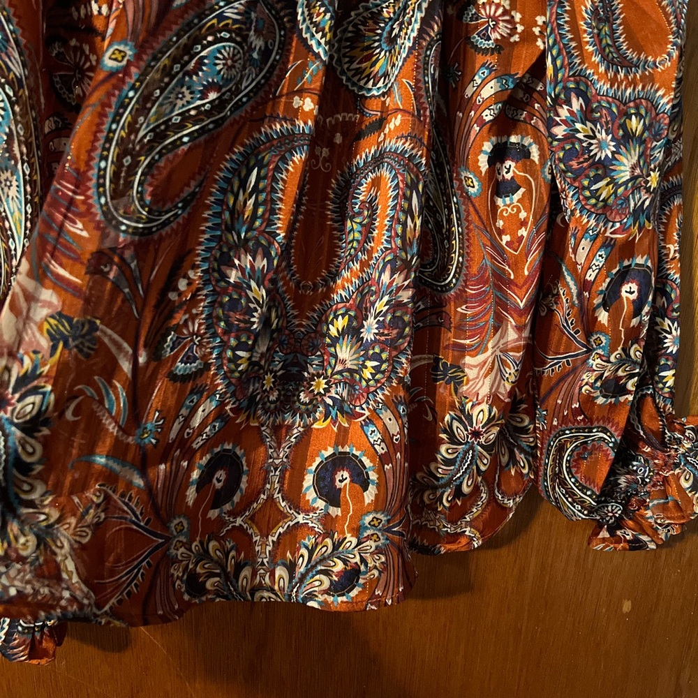 Rust and Navy Boho top Sz. Med - Picture 5 of 5